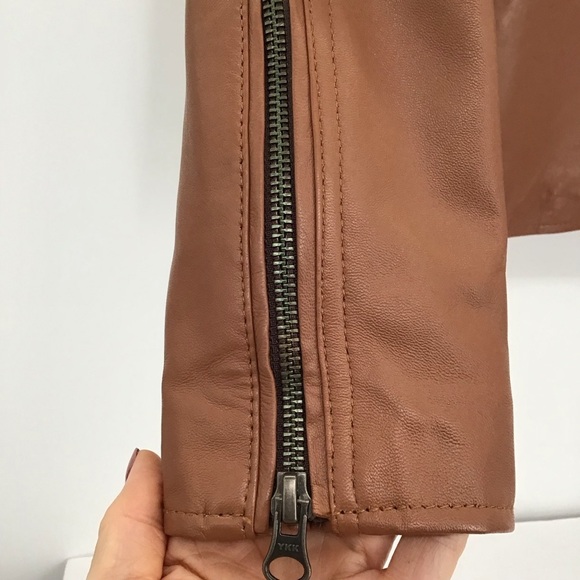 Real Leather Women’s Moto Style Biker Leather Jacket Carmel Zip Front Size Small - Picture 5 of 8